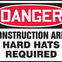 OSHA Danger Safety Sign: Construction Area - Hard Hats Required – Signs & Labels