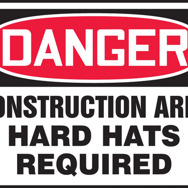 OSHA Danger Safety Sign: Construction Area - Hard Hats Required – Signs & Labels
