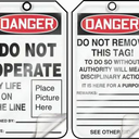 OSHA Danger Safety Tag: Do Not Operate - My Life Is On The Line (Place Picture Here) – Lockout/Tagout