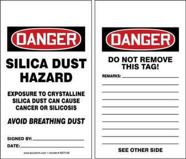 OSHA Danger Safety Tag: Silica Dust Hazard – Lockout/Tagout