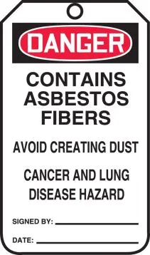 OSHA Danger Safety Tag: Contains Asbestos Fibers - Avoid Creating Dust - Cancer and Lung Disease Hazard – Lockout/Tagout