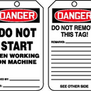 OSHA Danger Safety Tag: Do Not Start - Men Working on Machine – Lockout/Tagout