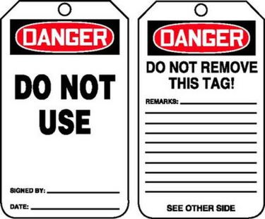OSHA Danger Safety Tag: Do Not Use – Lockout/Tagout