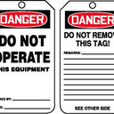 OSHA Danger Safety Tag: Do Not Operate This Equipment – Lockout/Tagout