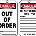 OSHA Danger Safety Tag: Out Of Order – Lockout/Tagout
