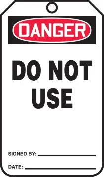 Jumbo OSHA Danger Safety Tag: Do Not Use – Lockout/Tagout
