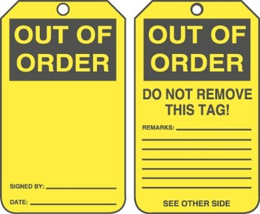 Safety Tag: Out Of Order – Lockout/Tagout