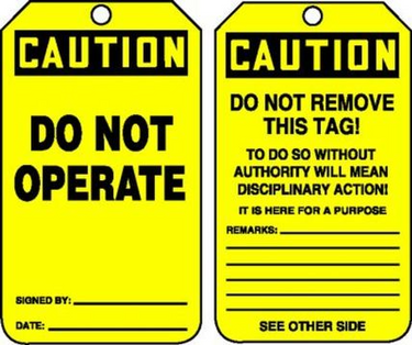 Jumbo OSHA Caution Safety Tag: Do Not Operate – Lockout/Tagout
