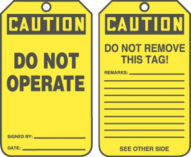 Jumbo OSHA Caution Safety Tag: Do Not Operate – Lockout/Tagout
