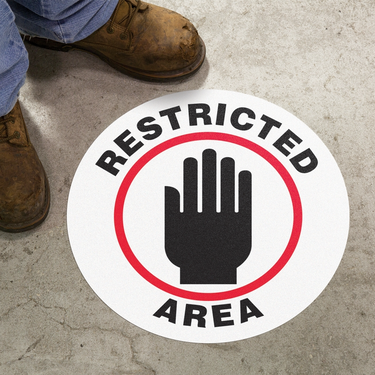 Floor Sign: Restricted Area – Signs & Labels