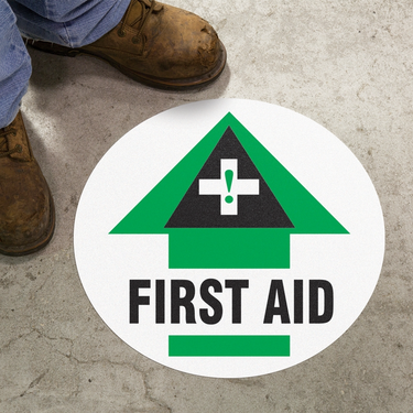 Floor Sign: First Aid – Signs & Labels