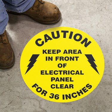 Floor Sign: Caution - Keep Area Clear - Electrical – Signs & Labels