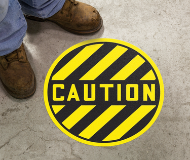 Round Floor Sign: Caution – Signs & Labels