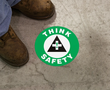 Floor Sign: Think Safety – Signs & Labels