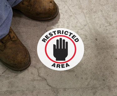 Floor Sign: Restricted Area – Signs & Labels