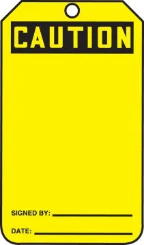 OSHA Caution Safety Tags: Blank Yellow – Lockout/Tagout