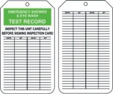 Jumbo Safety Tag: Emergency Shower and Eye Wash Test Record – Lockout/Tagout