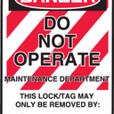 OSHA Danger Lockout Tag: Do Not Operate - Maintenance Department – Lockout/Tagout