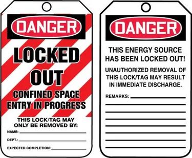 OSHA Danger Safety Tag: Locked Out - Confined Space Entry In Progress – Lockout/Tagout