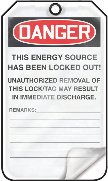 OSHA Danger Self Laminating Safety Tag: Do Not Operate Locked Out – Lockout/Tagout
