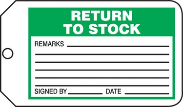 Safety Tag: Return To Stock – Lockout/Tagout