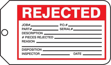 Safety Tag: Rejected (Detailed) – Lockout/Tagout