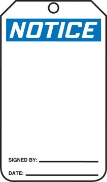 OSHA Notice Safety Tag: Blank – Lockout/Tagout