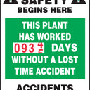 Turn-A-Day Scoreboards: This Plant Has Worked _ Days Without A Lost Time Accident – Signs & Labels