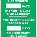 Write-A-Day Scoreboards: This Department Has Worked _ Days Without A Lost Time Accident - Previous Record – Lockout/Tagout