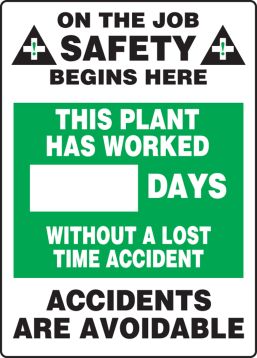 Write-A-Day Scoreboards: This Plant Has Worked _ Days Without A Lost Time Accident – Lockout/Tagout