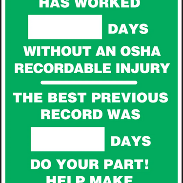 Write-A-Day Scoreboards: This Plant Has Worked _ Days Without An OSHA Recordable Injury - Previous Record – Lockout/Tagout