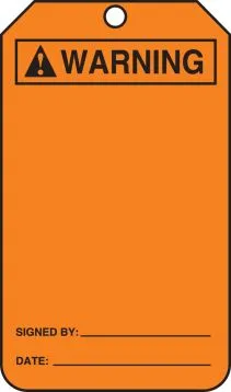 Blank Orange Warning Tags – Lockout/Tagout