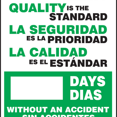 Bilingual Write-a-Day Scoreboards: Safety Is the Priority - Quality Is The Standard – Lockout/Tagout