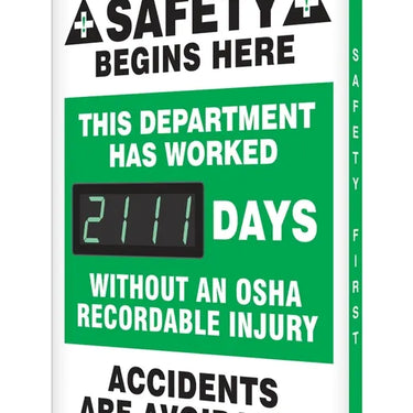 Electronic Scoreboards: This Department Has Worked _Days Without an OSHA Recordable Injury – Signs & Labels