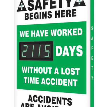 Electronic Safety Scoreboards: We Have Worked __Days Without A Lost Time Accident – Signs & Labels