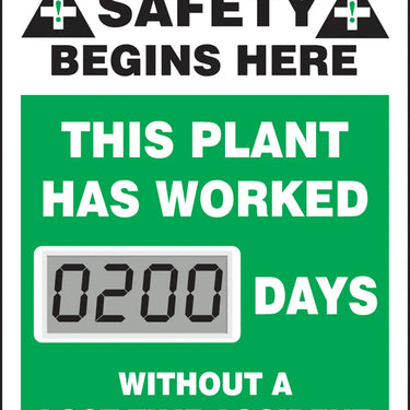 Electronic Scoreboards: This Plant Has Worked _ Days Without A Lost Time Accident – Signs & Labels
