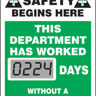 Electronic Scoreboards: On The Job Safety Begins Here - This Department Has Worked _ Days Without A Lost Time Accident – Signs & Labels