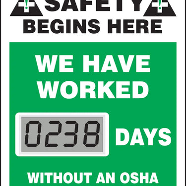 Electronic Scoreboards: We Have Worked _ Days Without An OSHA Recordable Injury – Signs & Labels