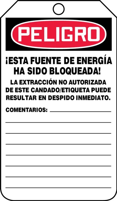 OSHA Danger Lockout Tag: Do Not Operate - Maintenance Department – Lockout/Tagout