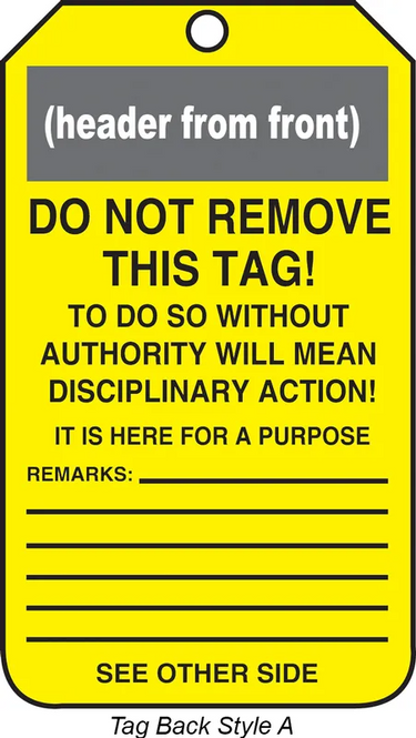OSHA Caution Safety Tag: Equipment Needs Repair – Lockout/Tagout