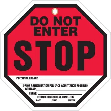 Safety Tag: Stop - Do Not Enter – Lockout/Tagout