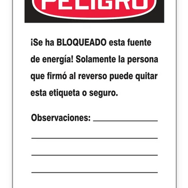OSHA Peligro Tags By-The-Roll: No Operar – Lockout/Tagout