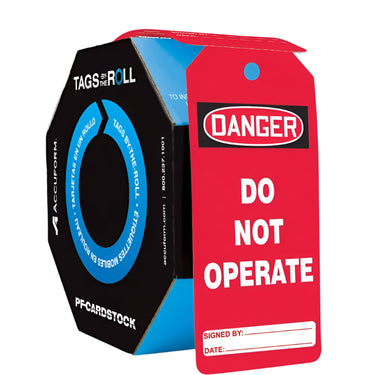 OSHA Danger Tags By-The-Roll: Do Not Operate Solid Red – Lockout/Tagout
