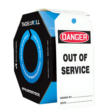 OSHA Danger Tags By-The-Roll: Out Of Service – Lockout/Tagout