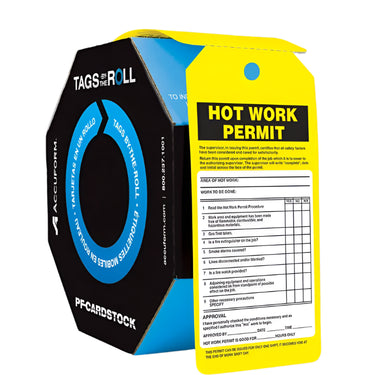 Safety Tag: Tags By-The-Roll- Hot Work Permit – Lockout/Tagout