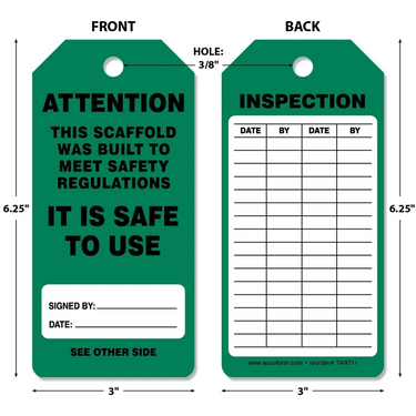 Tags By-The-Roll: Attention - Scaffold Is Safe To Use – Lockout/Tagout