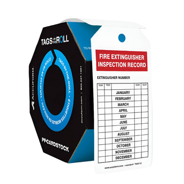 Safety Tags By-The-Roll: Fire Extinguisher Inspection Record – Lockout/Tagout