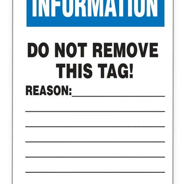 Safety Tags By-The-Roll: Information – Lockout/Tagout