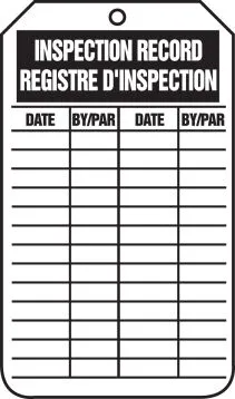 French Bilingual Safety Tag: Inspection Record – Lockout/Tagout