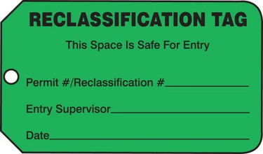 Safety Tag: Reclassification Tag - Atmospheric Levels – Lockout/Tagout